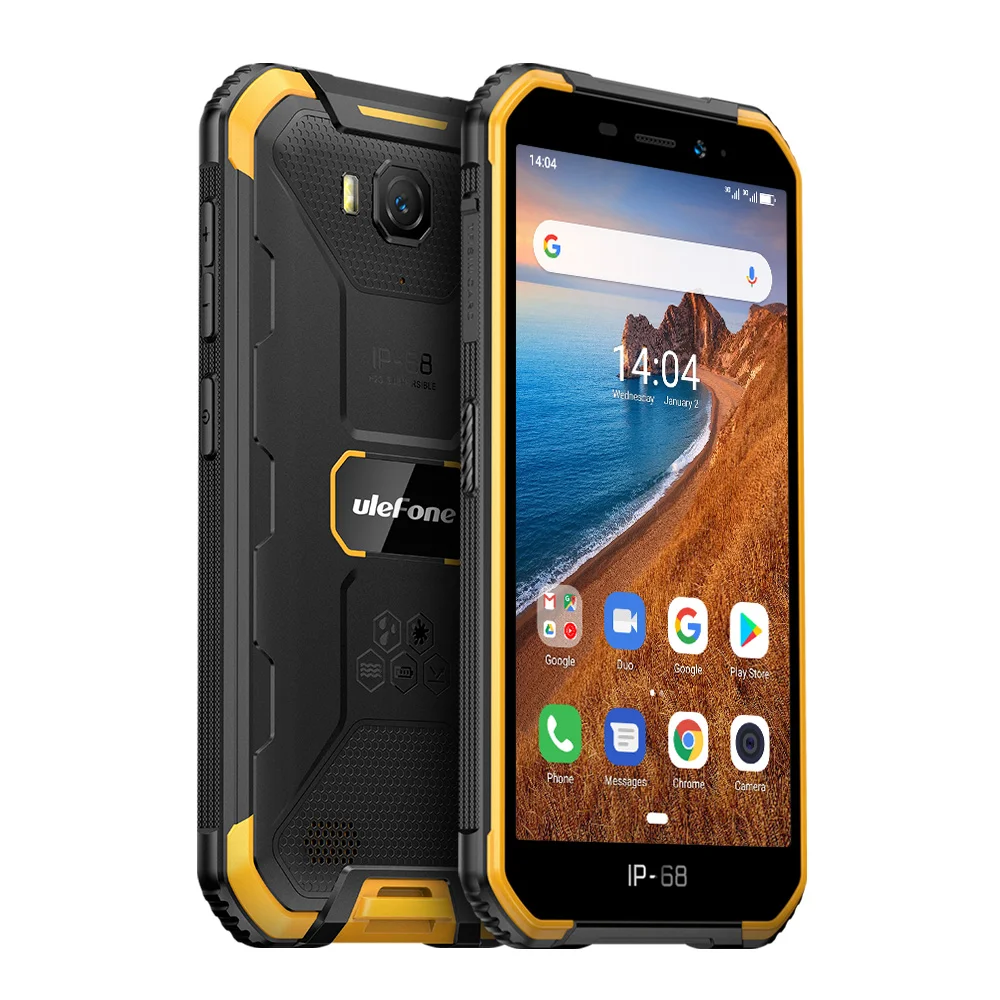 Ulefone Armor X6 5," прочный смартфон IP68/IP69K Водонепроницаемый Android 9,0 мобильный телефон MT6580 четырехъядерный 2 Гб 16 Гб мобильный телефон 4000 мАч - Цвет: Yellow