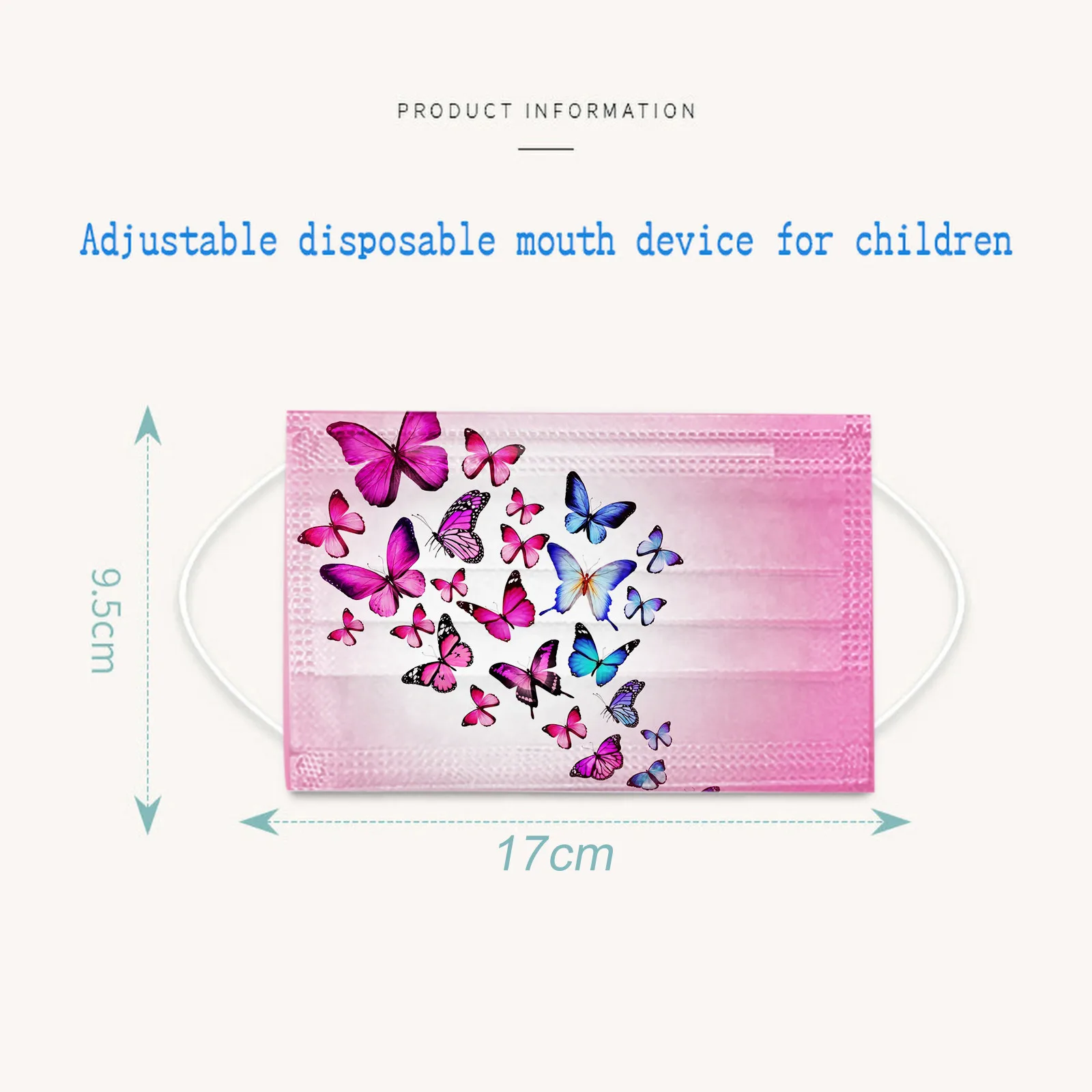 Butterfly Printed Disposable Face Mask 10PC 3 Layers Non-Woven Protective Mouth Mask