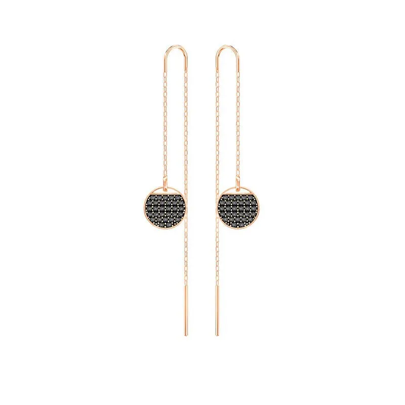 

High Quality Swa Simple New Noble Lady's Geometric Round Long Earrings