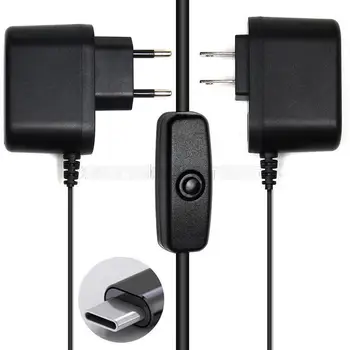 

50pcs/lot High-quality Power Adapter For Raspberry Pi 4 Generation 4B 5V 3A Type-C With Switch Button Charger