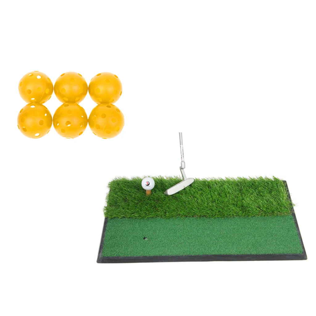 Anti-Slip Golf Hitting Mat Fairway Rough Putting Grass Pad & Training Balls Hitting Putting Swing Grass Pad Golf Practice Mat