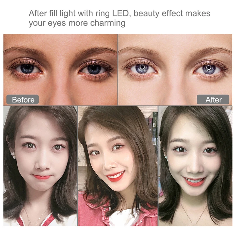 10.2 Inch 26cm Ring Light Dimmable RGB Ring Light Set with Phone Clamp and Remote for Makeup Video Lamparas 40NOV2706