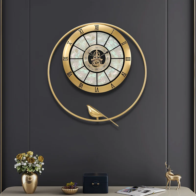 

New Large Wall Clock Modern Design Brass Clock Wall Home Decor Copper Watches Kitchen Living Room Decorative Reloj De Pared