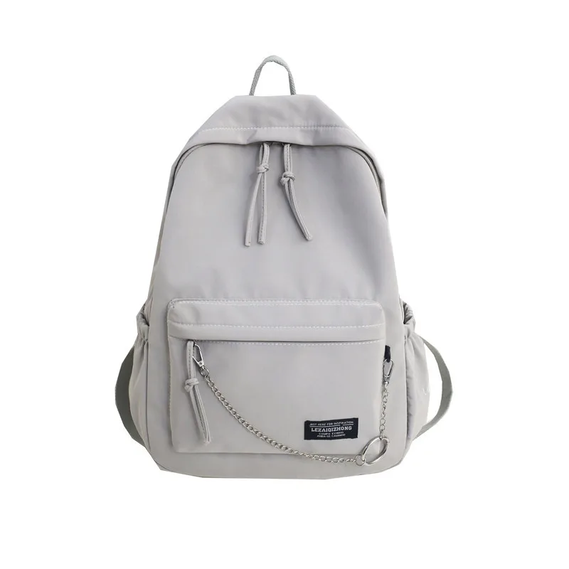 Серые женские рюкзаки, водонепроницаемая нейлоновая женская сумка на плечо с цепочками, большой школьный рюкзак для девочек-подростков, рюкзак для путешествий - Цвет: Серый