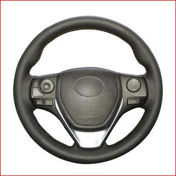 

MEWANT Black Genuine Leather Car Steering Wheel Cover for Toyota RAV4 2013-2019 Corolla 2014-2019 Auris 2013-2016 Scion iM 2016