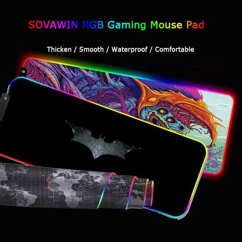 Игровой коврик для мыши большой игровой со светодиодной RGB подсветкой 11USB