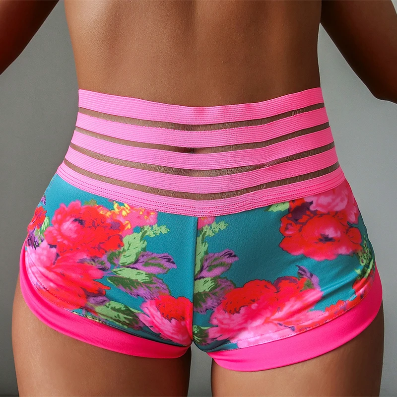 

Fitness Shorts Compression Tight-Fitting Flower High Waist Exercise Sports Shorts Sportswear Women's Lace Sexy Trousers