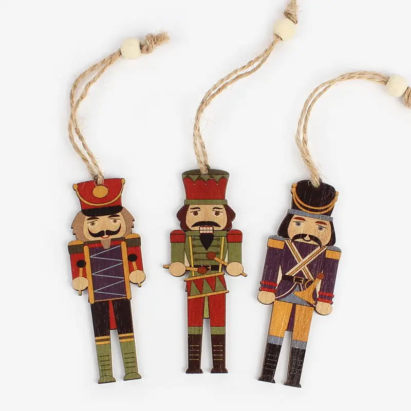 Retro Nutcracker 3 HUADODO 3 шт. деревянный Щелкунчик подвески для рождественских украшений украшения для рождественской елки вечерние Новогодние украшения Детская кукла - Цвет: Retro Nutcracker 3