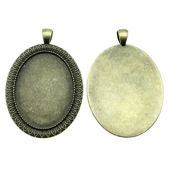 

5 Piece 30X40mm Oval Flower Glass Cabochon Base Setting Pendant Tray For Jewelry Diy Making