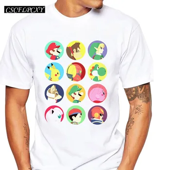 

New Fashion Cartoon Character Printed Men T-shirt Super Mario Male Colorful Basic Tops Popular Boy Funny Tee