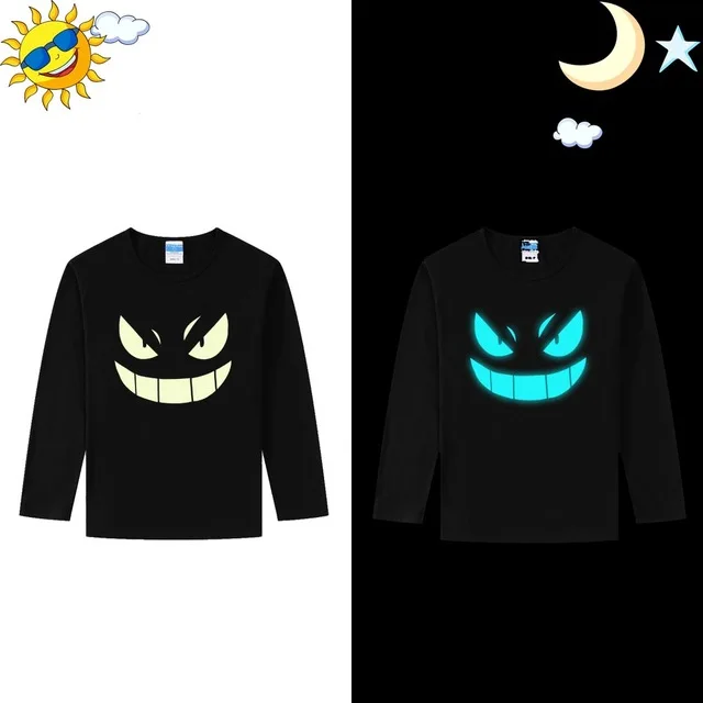 long sleeve 9 Коллекция года, летняя детская футболка Светящиеся в темноте футболки для мальчиков и девочек, хлопок, Детская футболка детские топы с длинными рукавами, футболки для мальчиков - Цвет: long sleeve 9