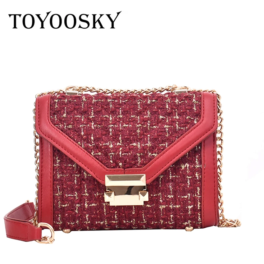 

TOYOOSKY Small Woolen bag 2019 Fashion New Women Handbags High quality Winter Woolen Female bag Ladies Shoulder bags