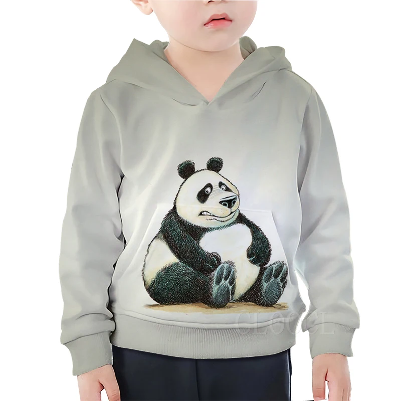children Hoodie 3 Новинка; забавная толстовка с рисунком панды; детская толстовка; желтые толстовки с рисунком панды для девочек и мальчиков; повседневная детская крутая уличная одежда - Цвет: children Hoodie 3