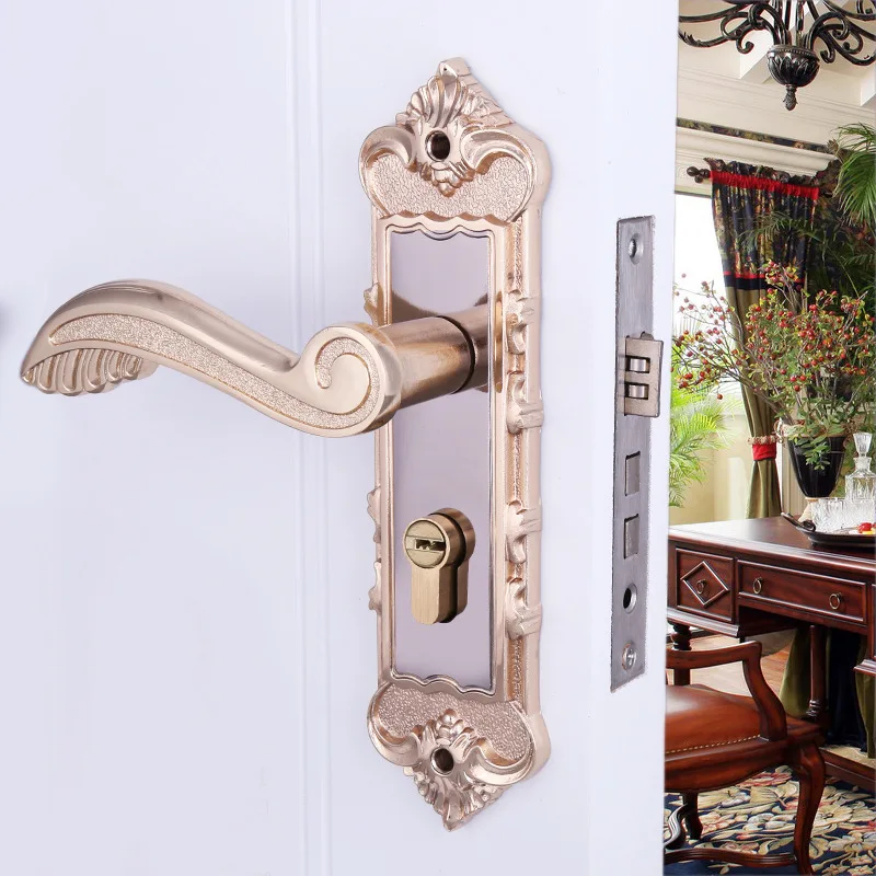 

Titanium Black And Golden European Style Handle Lock Doorknob Protector Hardware Locks Mechanical Door Lock Bedroom Door Lock