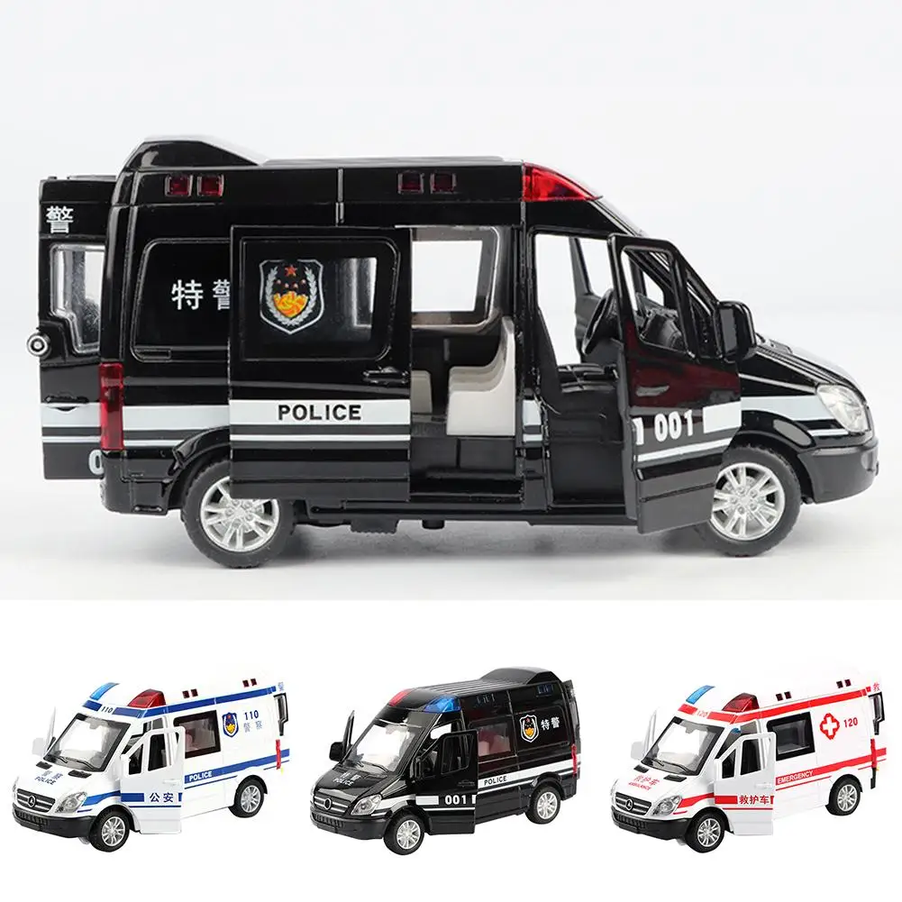 

Mini Simulated Pull Back Metal Sound Light Ambulance Police Car Kids Toy Gift improve recognition color manipulative capability