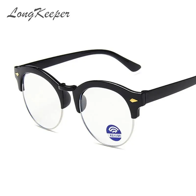 

LongKeeper Kids Vintage UV400 Spectacle Round Glasses Frame Computer Gaming Clear Lens Anti-UV Anti Blue Light Rivet Eyeglasses