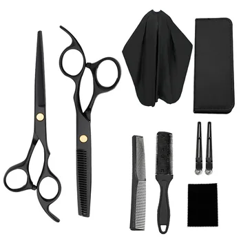 

9pcs Shears Professional Barber Thinning Cutting Stainless Steel Haircut Kit Ergonomic Home Travel Hairdressing Scissor Set Comb