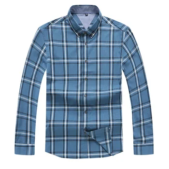

Autumn plus Size Length Sleeve Grid Shirt Male Plus Fat Plus Large Size Loose Middle Age Leisure Fat Man Shirt Spuer