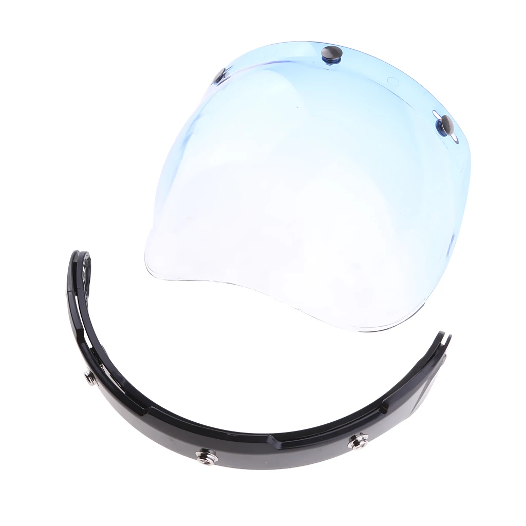 Universal 3 Snap Helmet Bubble Visor Flip Shield Replace for Harley Racing Helmets Accessories, Blue