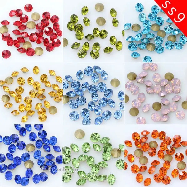 

Top quanlity 144p ss9 colors Point Back czech Crystal Rhinestones Glass strass chatons stone 3D Nail Art beads Jewelry Accessory