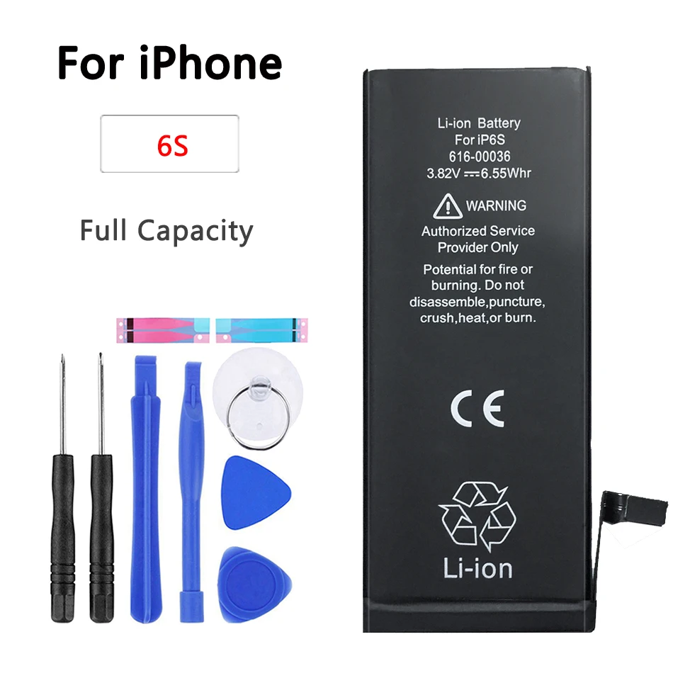 Батарея мобильного телефона для IPhone 6 6s Plus 5 батарея реальная емкость с набором инструментов для ремонта и держатель батареи