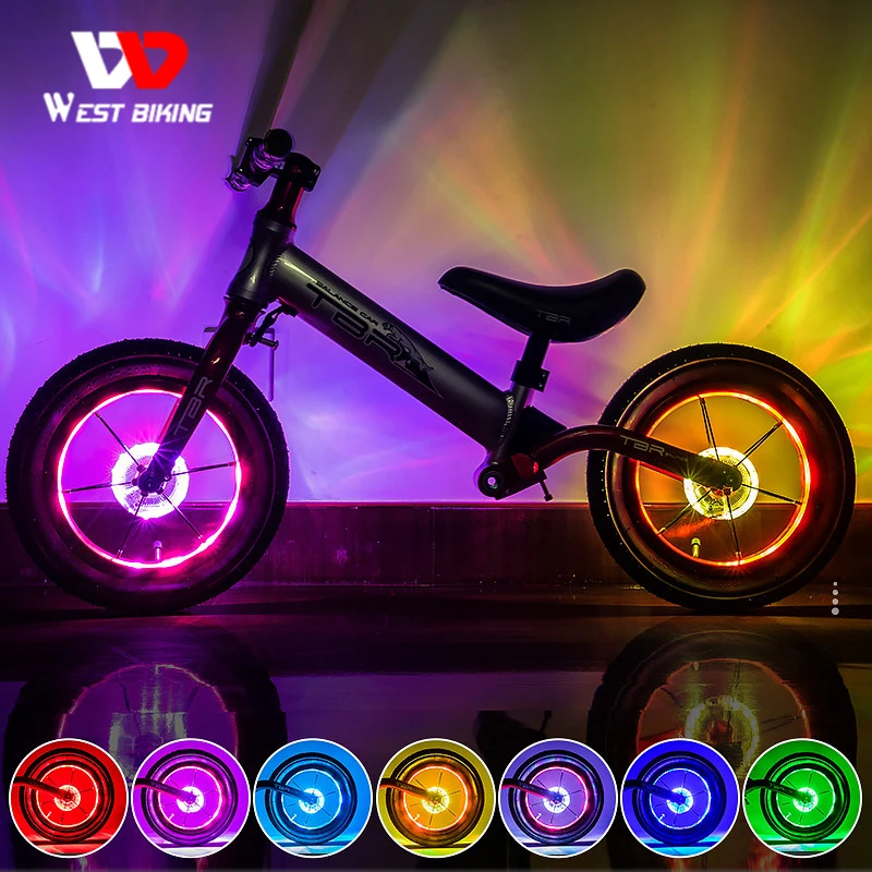 WEST BIKING LED USB Charging Bike Wheel Light 7 Color Tire Lights Waterproof Kid Bicycle Lamp Children Gift | Спорт и развлечения