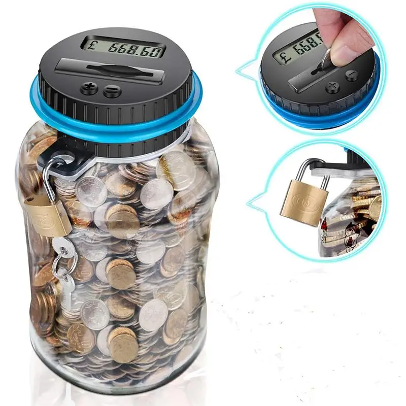 Deasengmint Portable Size LCD Display Electronic Digital Counting Coin Bank Money Saving Box Jar Counter Bank Box Best Gift 