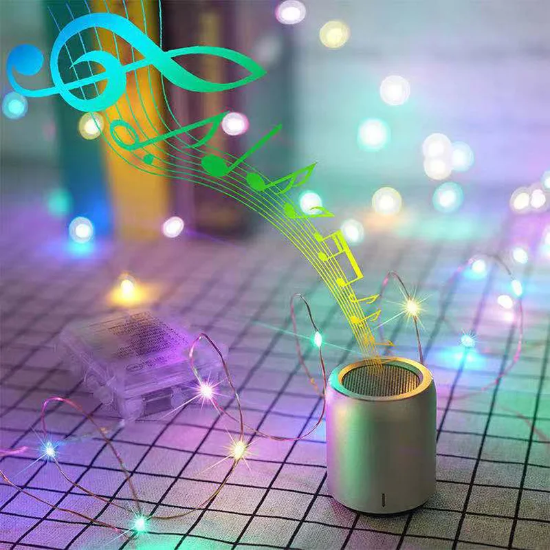 

Battery/USB Operated Sound Activated LED Music String Lights 5M 10M Silver Wire Garland Home Christmas Wedding Party Decoration