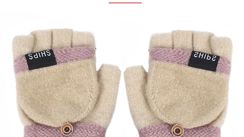 2019 новые женские зимние перчатки пушистые толстые осенние и зимние теплые перчатки без Пальцев Удобные перчатки с кнопками