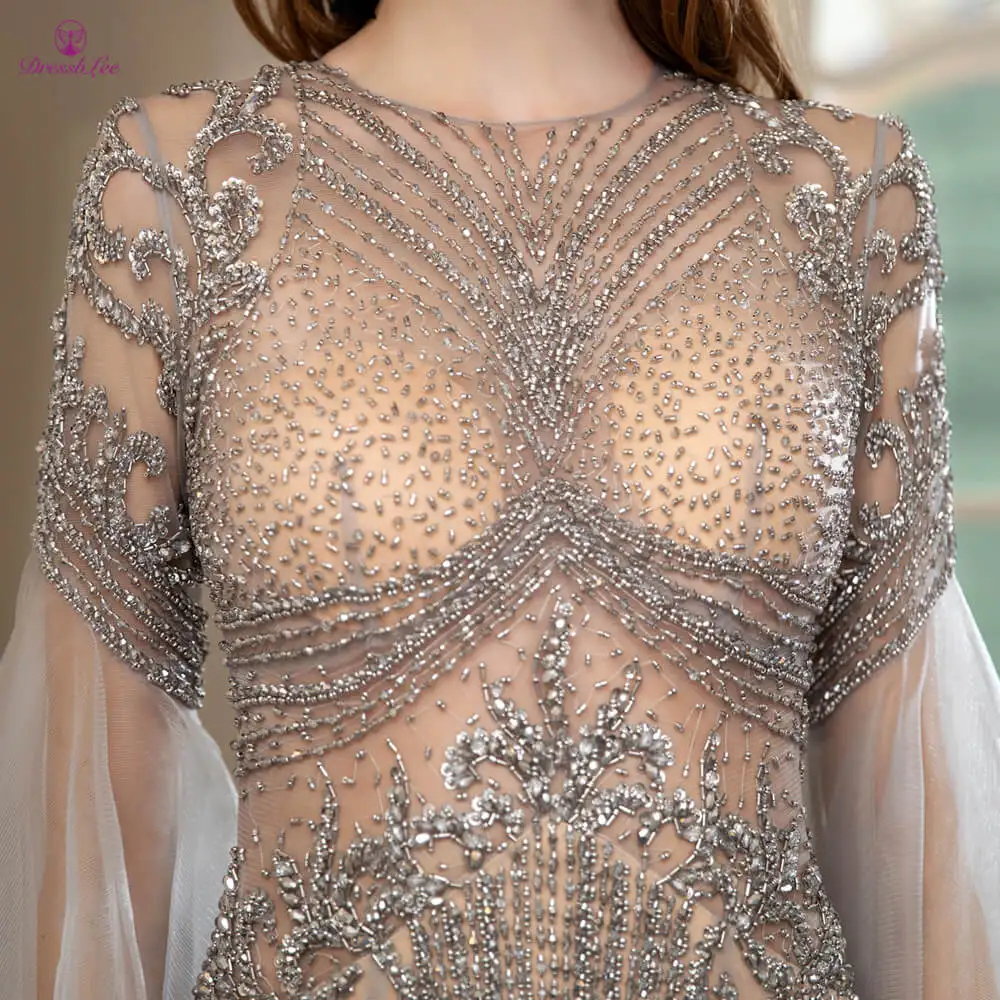 DressbLee Новое блестящее платье для выпускного вечера, полностью расшитое кристаллами, с длинными рукавами, в дубайском стиле, платье для выпускного вечера es, Длинные вечерние платья