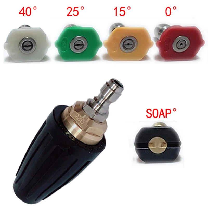 High Pressure Washer Rotating Sprinkler Head Turbo Nozzle Tip Quick Connect Kit 1* Sprinkler Head+ 5 Nozzles