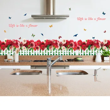 

Sk7002 Fresh Fence Red Daisy Skirting Line Bedroom Living Room Skirting Wall Sticker
