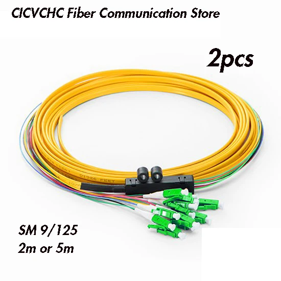 2pcs 12 Cores Ribbon Cable with LC/APC-Single mode 9/125 G657A1-Branch kit / Optical Fiber Pigtail 2pcs 12 fibers mpo apc sc cassettes with single mode os2 fiber aluminum shell removable panel