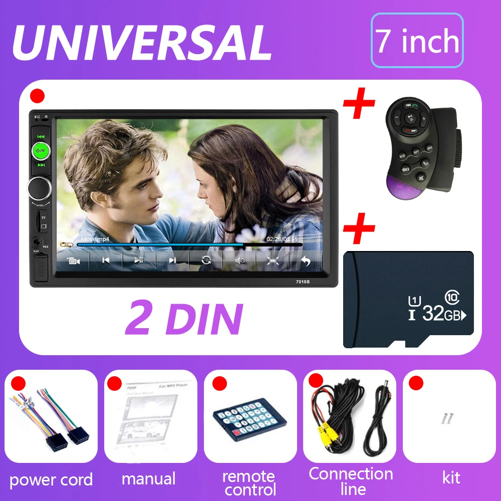 8G SD with control 2din Автомагнитола 7 дюймов HD мультимедийный плеер сенсорный экран FM автомобильный стерео видео плеер MP5 Bluetooth Камера - Цвет: 8G SD with control