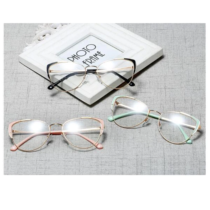 Золотая оправа, очки, прозрачные линзы, кошачий глаз, очки, оправа для очков, женские стильные очки, поддельные брендовые дизайнерские очки, литературные