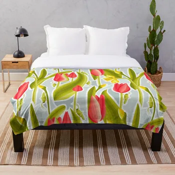 

Daffodils and Tulips Throw Blanket Soft Sherpa Blanket Bed Sheet Single Knee Blanket Office Nap Blanket