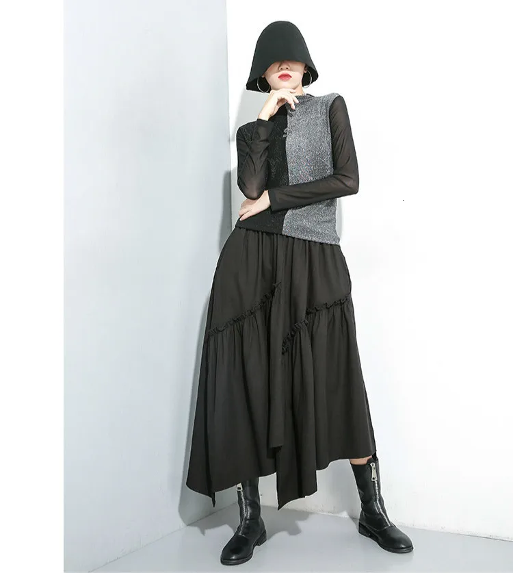 Max LuLu модные корейские женские топы Осень женское соблазнительное кружевное футболки с воротником "хомут" вязаный свободные женские хлопковые футболки