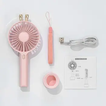 

Portable Mini Table Fans Handheld 3 Speed USB 360°Rotatable Soft Blade Low Noise Desktop Office Bedroom Air Circulator