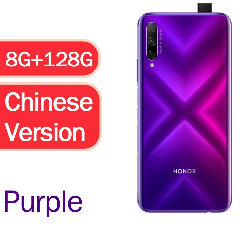 Honor 9X Pro смартфон Kirin 810 Восьмиядерный 6,59 дюймов подъем полный экран 48MP 3 камеры 4000 мАч GPU Turbo мобильный телефон - Цвет: 8G 128G Purple