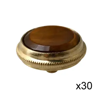 

Yibuy 30 pcs Metal Trumpet Valve Finger Buttons Tigers Eye Stone Style