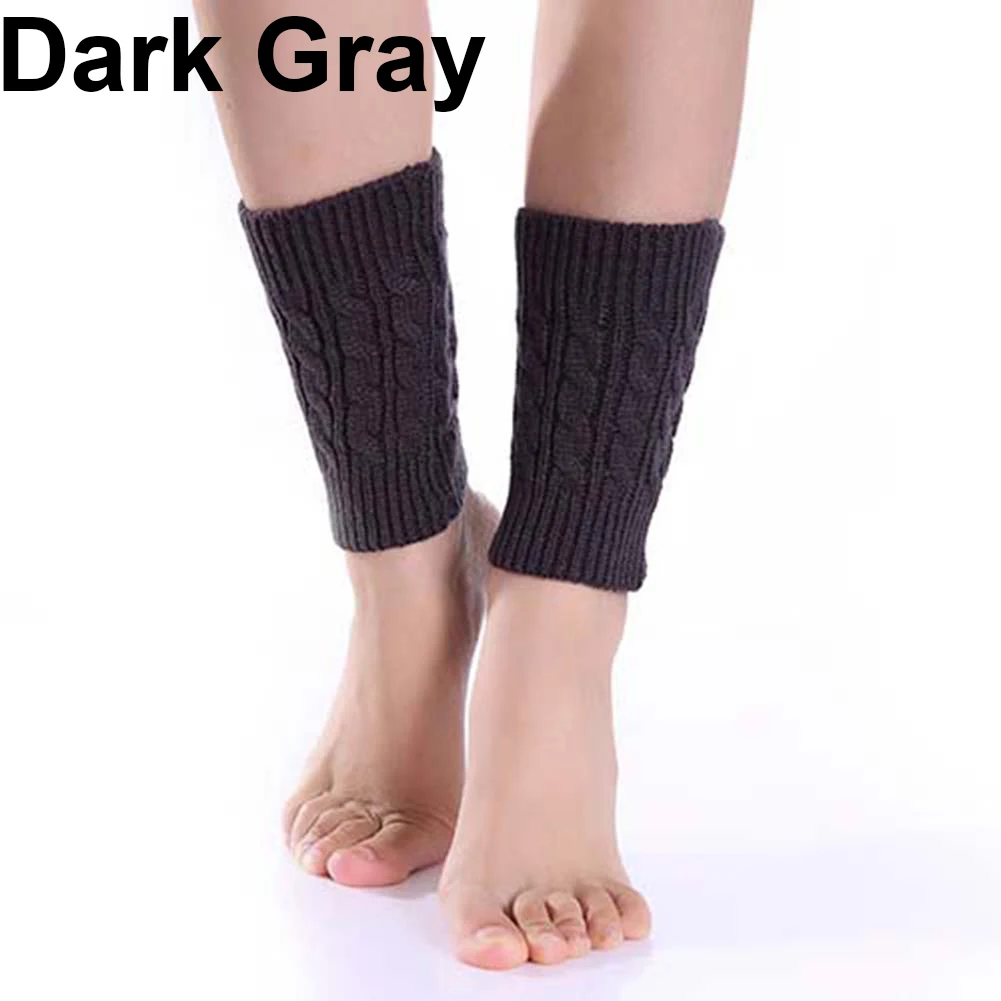 Женские зимние гетры, теплые вязанные крючком носки для обуви, гетры, модные однотонные носки с манжетами - Цвет: Dark Gray