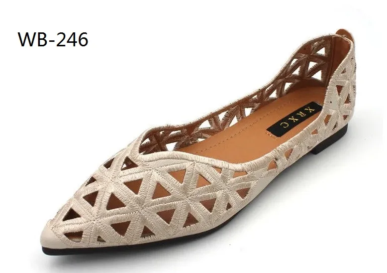 Cheap Square Toe Yellow Loafers Women Soft Leather Flats Big Size 42 Ladies Hollow Out Flat Shoes Woman Flats Embroidery Loafers