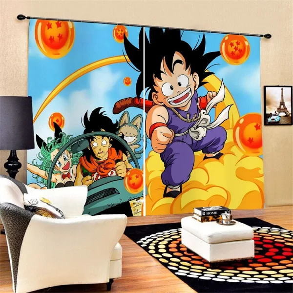 Custom Anime Dragon Ball Blackout Curtains Bedroom Livingroom Home Window Drapes 2 Panels for Kids Boys Home Decor Dropshipping - Цвет: Color-4