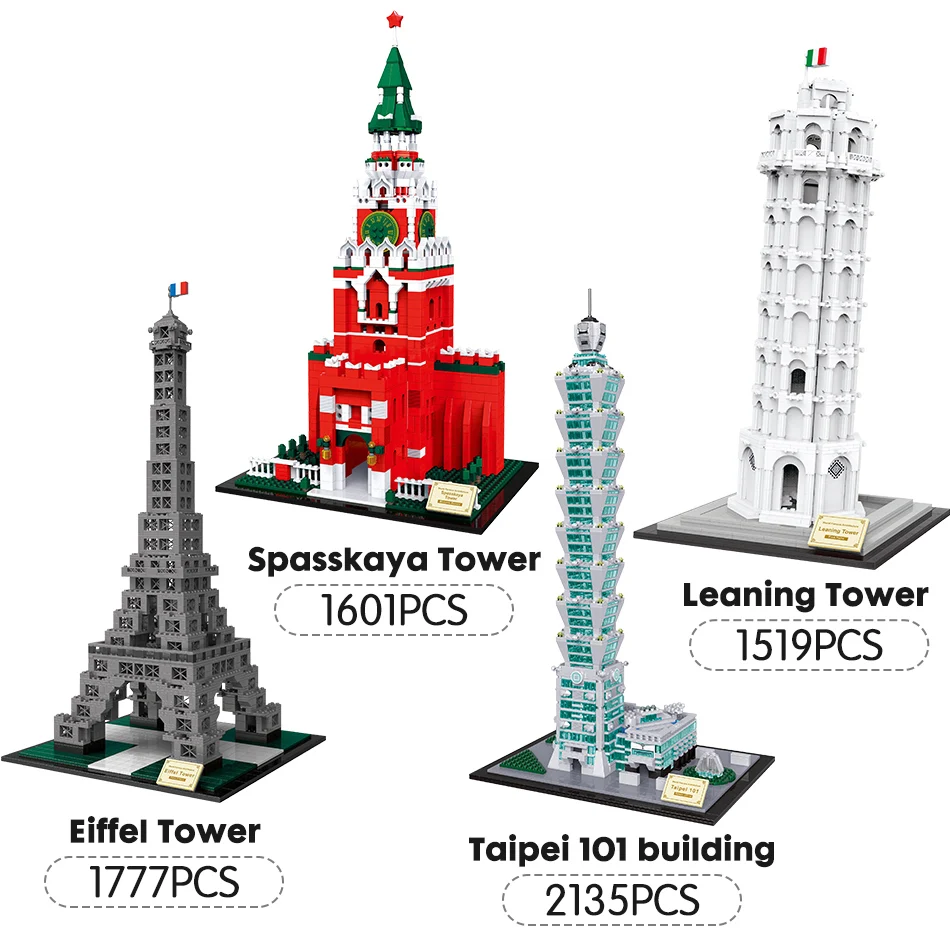 LOZ Creator известная архитектура Эйфелева башня Египетские пирамиды Лондон Твин мост модель строительные блоки кирпичи игрушки для детей