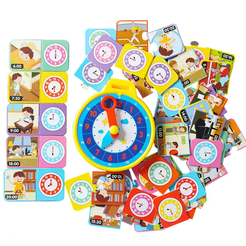 Montessori Time Matching Puzzle Toy Clock Cognition Preschool Good Habits Develop Analog Clock Educational Learning Activity Toy 4