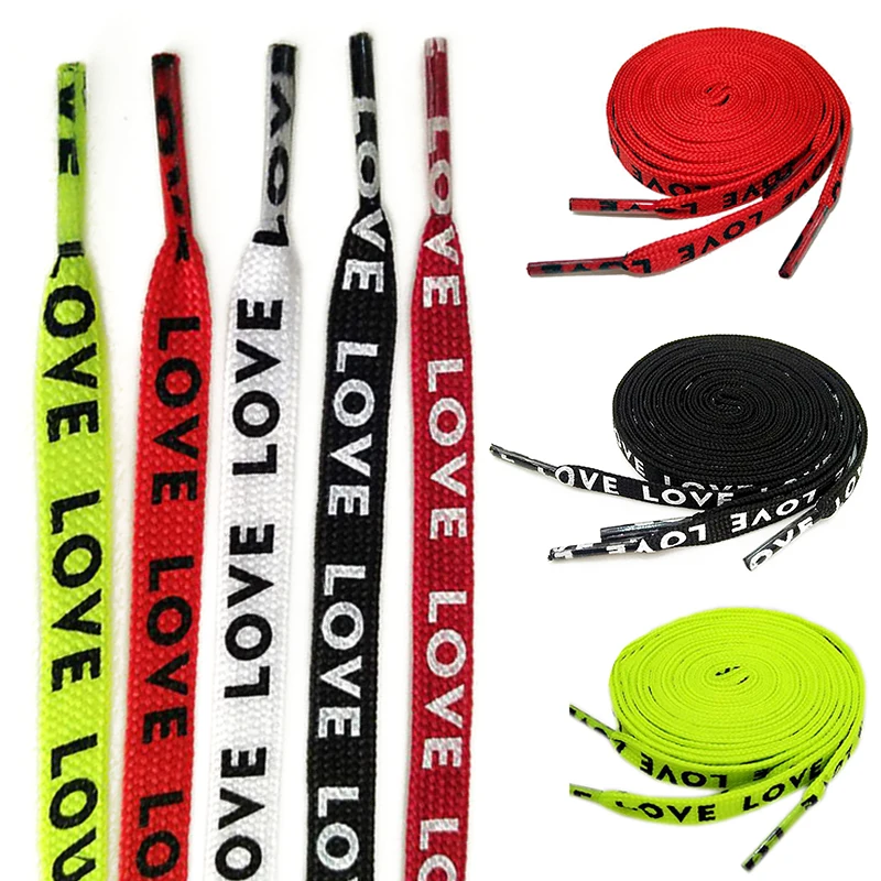 

1Pair Double Sides Love Letter Printed Shoelaces Polyester Flat Shoe Laces Sport Shoelace Sneakers Shoe Lace Strings 110cm