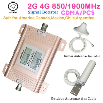 

ZQTMAX 2g 3g 4g lte mobile signal amplifier 850 1900mhz cell phone signal booster with LCD display kit for smart home office use