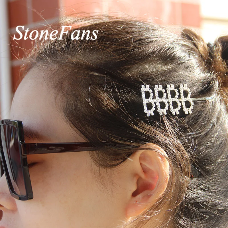 StoneFans$ рубль буквы со стразами заколки металлические заколки Заколки головные уборы аксессуары для укладки волос для женщин