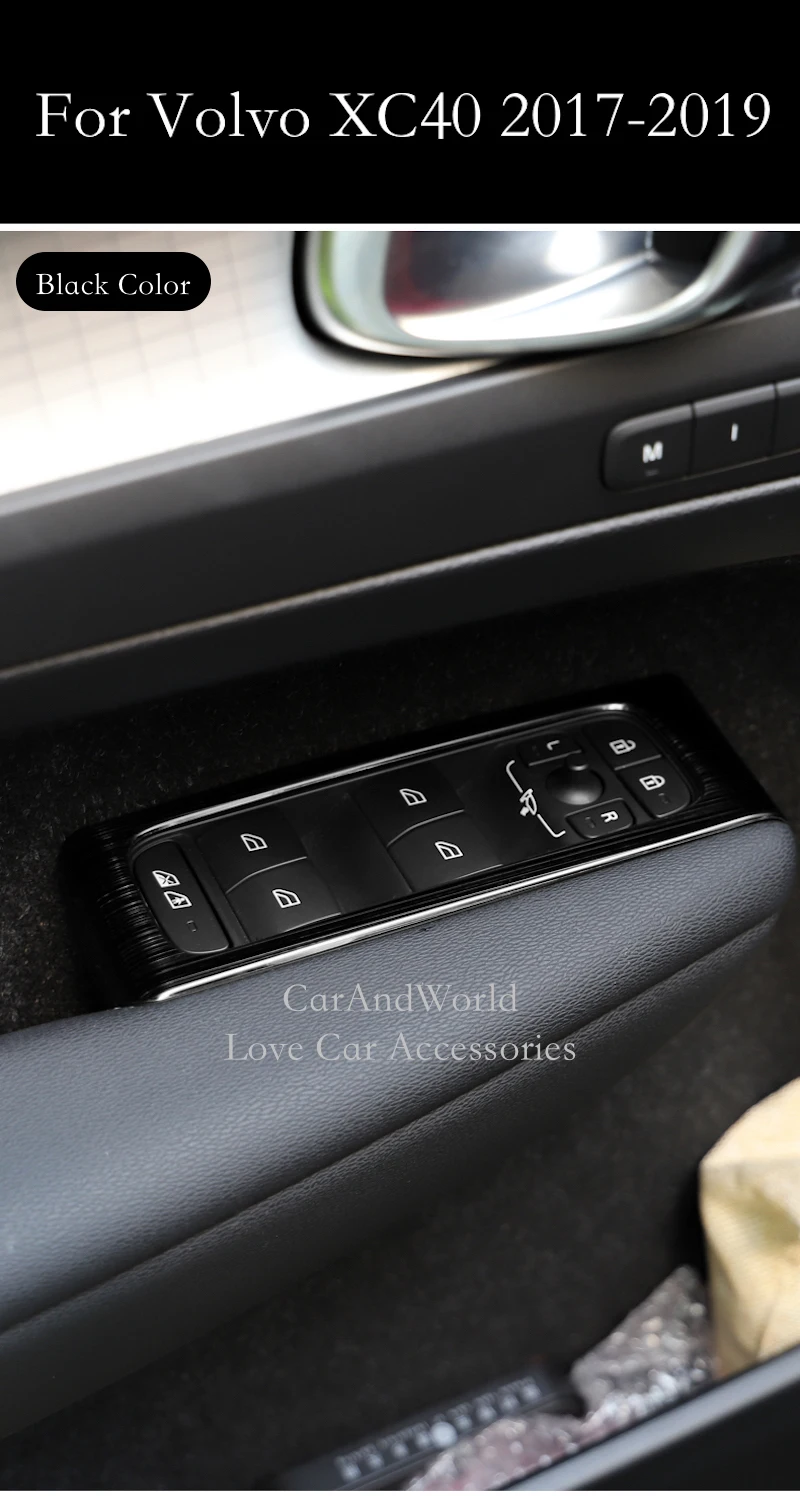 For Volvo XC40- Stainless Steel Interior Glass Lift Panel Cover Door Window Switch Garnish Molding Trims Car Accessory