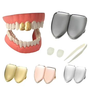 

Gold Teeth Grillz Top Grills Dental Mouth Punk Teeth Caps Cosplay Party Tooth Rapper Jewelry Gift Plated Single Tooth Cap
